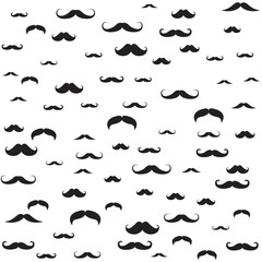 The pattern of a set of men's mustache in black on a white background
