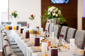 Beautiful wedding reception table decoration
