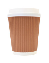 Coffee cup and heat insulation on white background.
