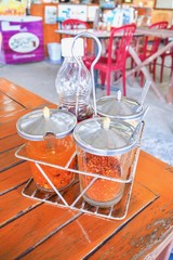 Traditional Thai Kitchen Seasoning Storage Isolated on a Table