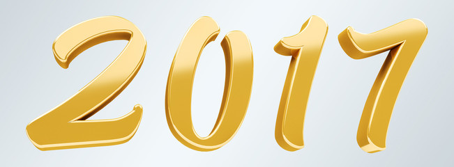 3D rendering gold 2017 new year eve illustration