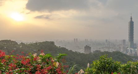 Taipei Skyline at before sunset in Taiwan Dec 2016
