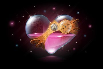 Стеклянное сердце в стиле стимпанк. День Валентина.   © evodesigner