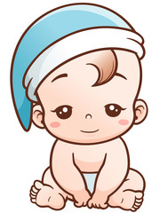 Vector Illustration of Cartoon Cute Baby sleepy