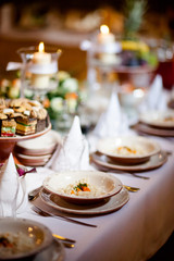 Beautiful wedding reception table decoration