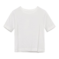 Naklejka premium Woman`s white t-shirt with empty space isolated