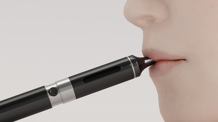 Naklejka premium Frau mit E-Zigarette im Mund