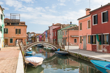Fototapeta na wymiar Tranquil scene of canal on the island of Burano