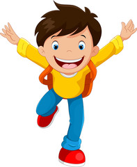 Happy school boy cartoon