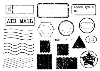 Blank postal stamps set.illustration vector