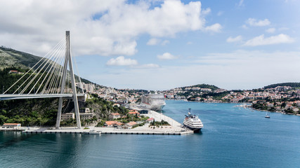 Dubrovnik, Croatia - May 2, 2014: Franjo Tudman Bridge at the entrance of city of Dubrovnik