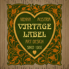 vector vintage items: label Art Nouveau