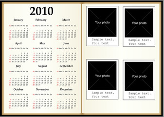 Calendar book. Book for photos. Template