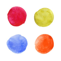 Colorful watercolor stains with rough strokes, stroke brush and the paint texture.