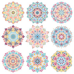 Mandala Vector Design Elements Colorful Blue