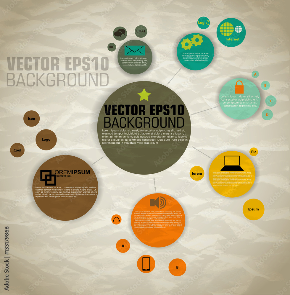 Wall mural vector of template for icons and info graphics