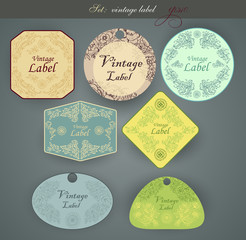 vector set: vintage labels with flowers