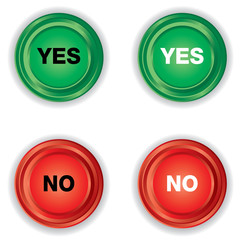 Green and Red button with YES or NO on white background.