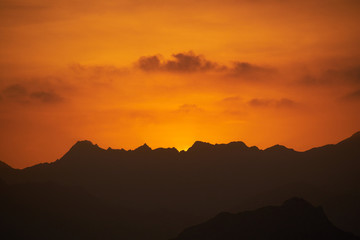 Oman sunset mountains