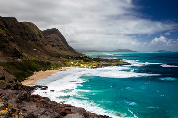 Fototapeta na wymiar Küstenlandschaft bei Makapuu Beach an der Südküste von Oahu, Hawaii, USA.