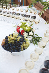 Buffet reception fruit wines champagne