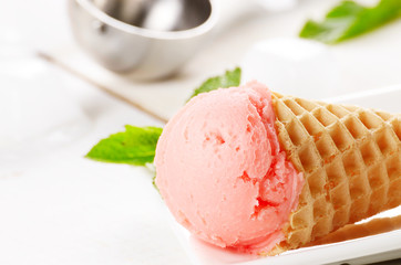 Raspberry Ice cream cone