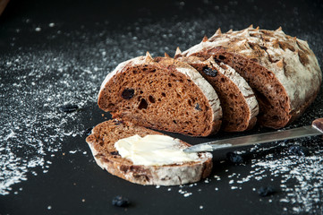 sourdough rye and white flour bread