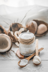 still life with coconut and  flakes