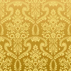 Schilderijen op glas Seamless floral vintage gold wallpaper © Oakozhan