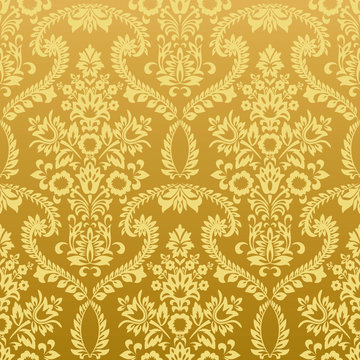 Seamless floral vintage gold wallpaper