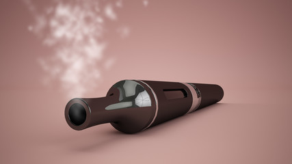 E-Zigarette mit Rauch vor rosa Hintergrund
