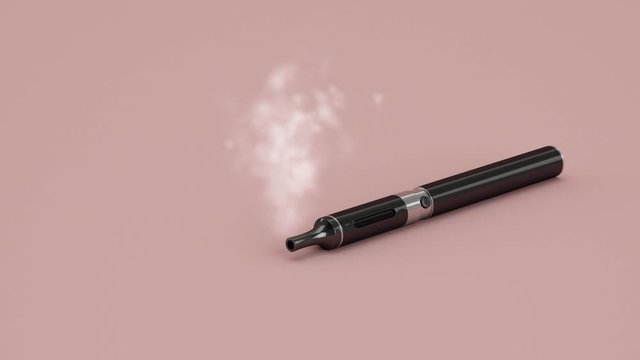 E-Zigarette mit Rauch vor rosa Hintergrund