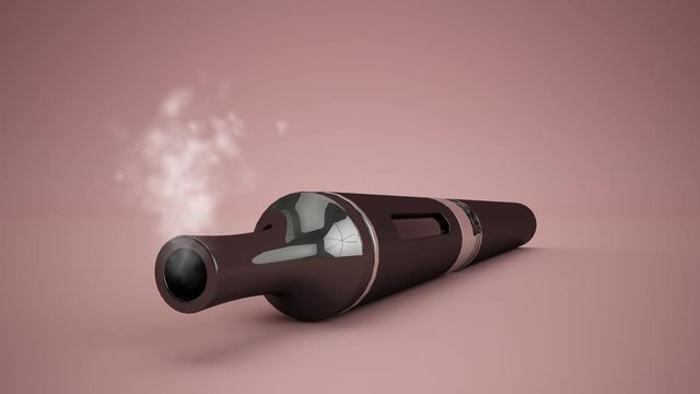 E-Zigarette mit Rauch vor rosa Hintergrund