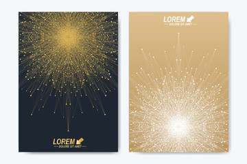 Modern vector template for brochure leaflet flyer cover catalog magazine or annual report. Golden layout in A4 size. Business, science and technology design book layout. Presentation with mandala.
