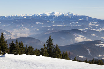Winter mountain landscape . Ski resort Kubinska Hola  Slovakia. © anatoliil
