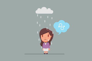 Sad girl under a cloud