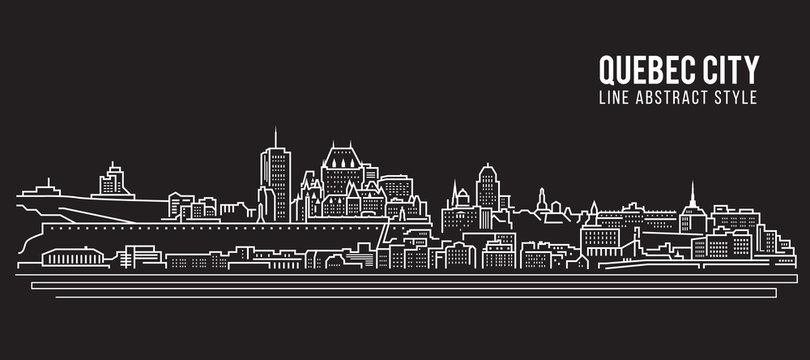 Cityscape Building Line art Vector Illustration design - Quebec city