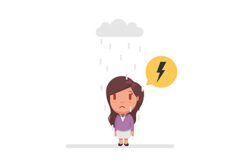 Sad girl under a cloud