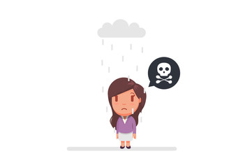 Sad girl under a cloud