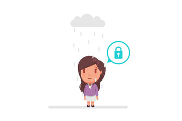 Sad girl under a cloud