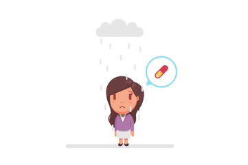 Sad girl under a cloud