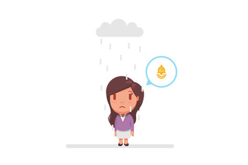 Sad girl under a cloud