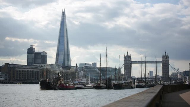 London skyline: The shard, Tower Bridge and The River Thames, England
