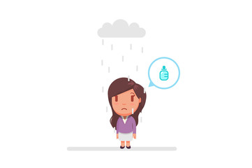 Sad girl under a cloud