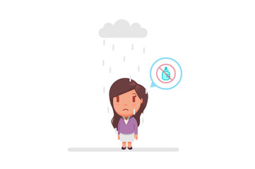 Sad girl under a cloud