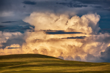 Fototapeta premium Storm Clouds above green fields