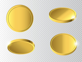 Golden coins. Money isolated on transparent background.