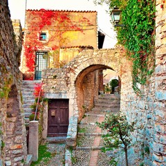 scorcio del borgo antico italiano di Labro in provincia di Rieti  nella regione Lazio, Italia