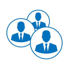 Icono plano comunidad azul en fondo blanco