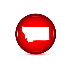 Map of the U.S. state of Montana. Red button on a white backgrou